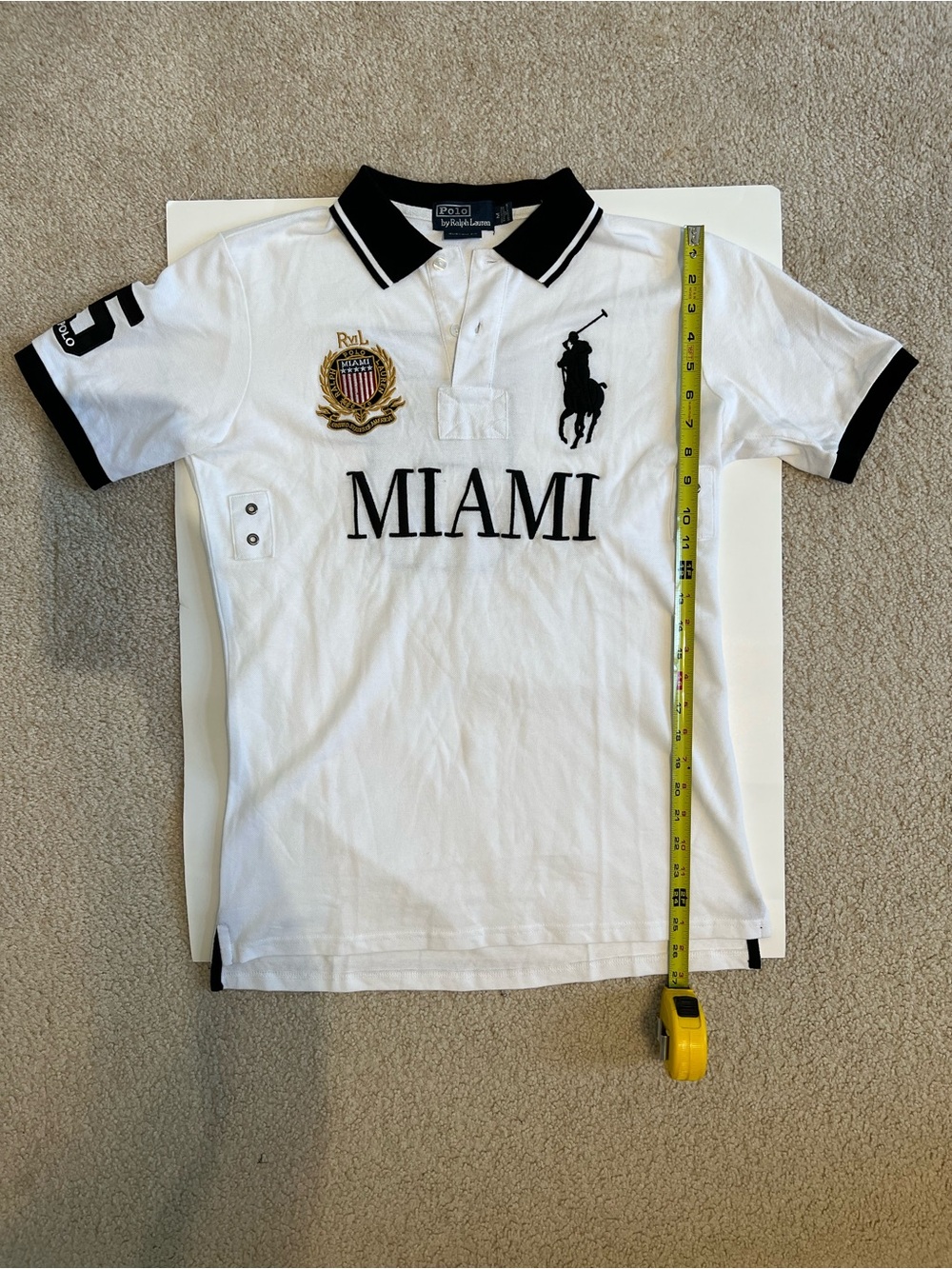 Ralph Lauren White Polo - Miami USA #5 - MEDIUM - Chief Keef Y2K Big Pony - Picture 8 of 9